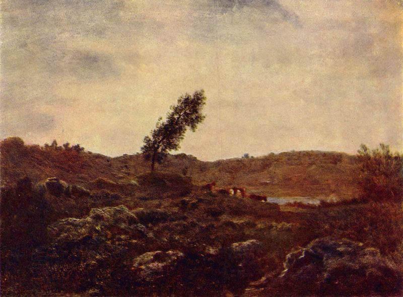 Theodore Rousseau Barbizon landscape, oil painting picture